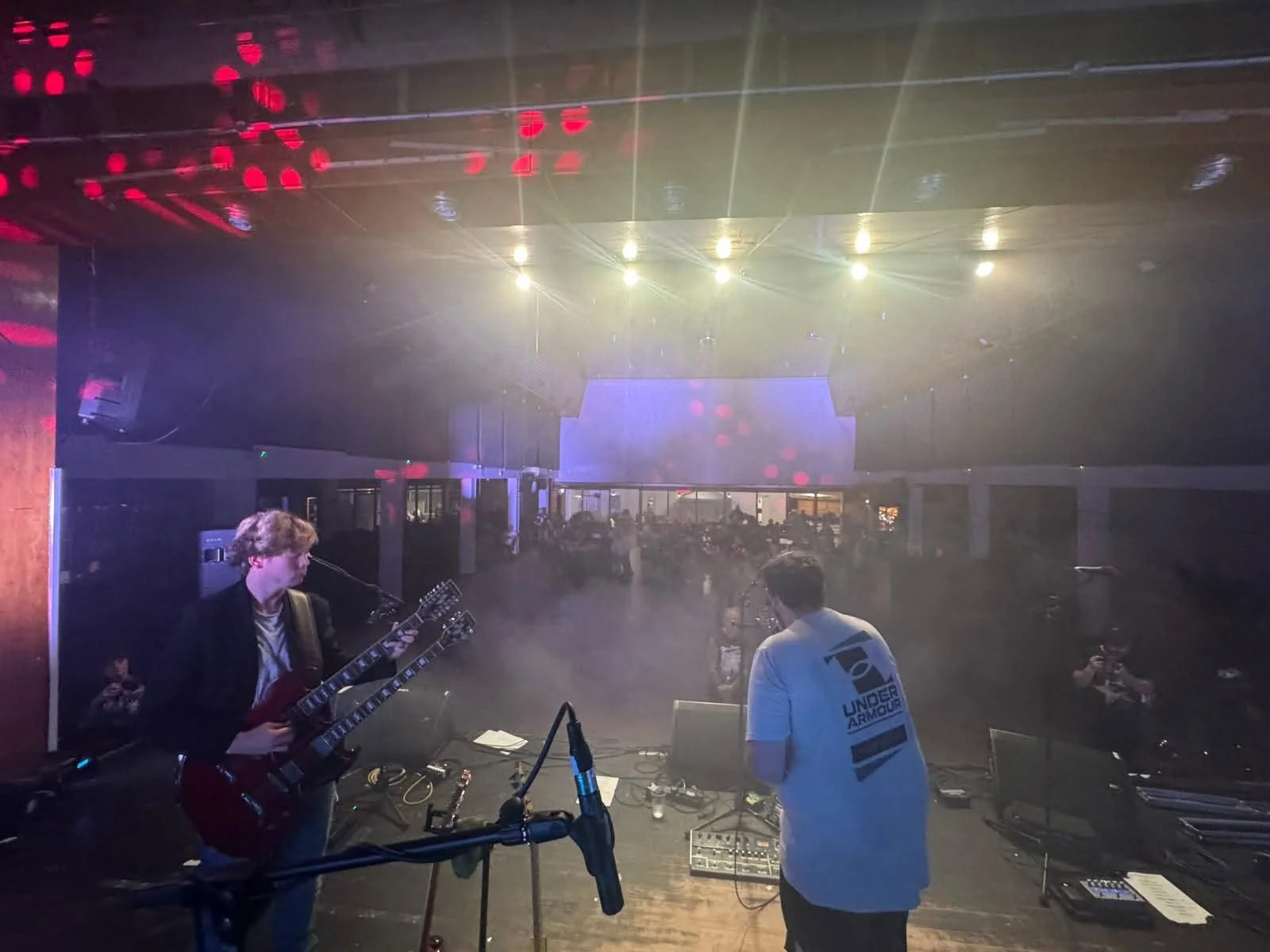 From the stage: Last Laugh Lane playing into the lights and out to the crowd